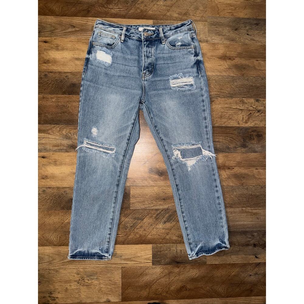 PACSUN women’s button closure distressed mom blue jeans - Picture 11 of 14